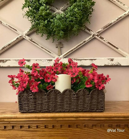 CubesLand Paper Rope Scalloped Edge Shelves Storage Basket, Woven Toilet Paper Baskets for Over Toilet Storage Shelf, Floating Shelves Organizing or Home Décor, with Wood Handle, Brown