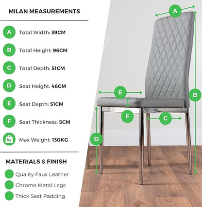 Furniturebox UK Enna White Glass Extending Dining Table and 6 Milan Chairs (6 Cappuccino Chairs)