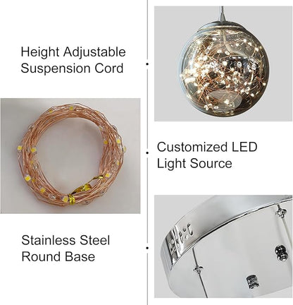 Modern Pendant Light Fixtures for Kitchen Island Sphere Pendant Light Small Hanging Crystal Chandelier for Bedroom Entryway Living Room Foyer Hallway LED Chandeliers for Dining Room