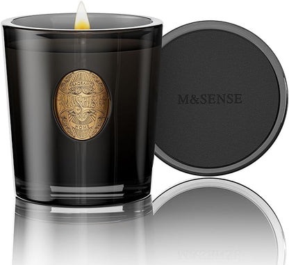 M&SENSE Natural Soy Candle | Crisp Chill & Black | 9.2 oz, 50H Burn Time | Luxury Scented Candle for Him,for Relaxation, Gifting, Home Décor | Ideal for Bedroom, Office, Party Ambiance