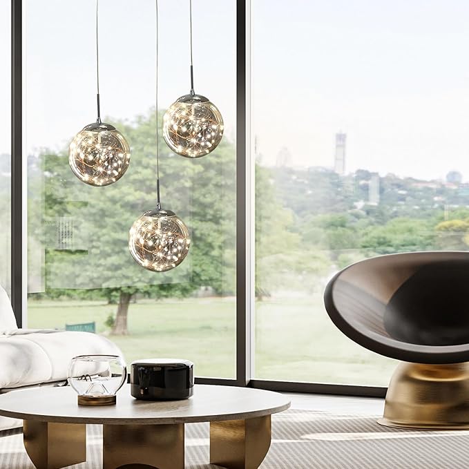 Pendant Lights Modern Crystal Chandeliers Hanging Light Fixture for Kitchen Island Sphere Pendant Light,Adjustable Chandelier for Dining Room,Foyer,Living Room Entryway