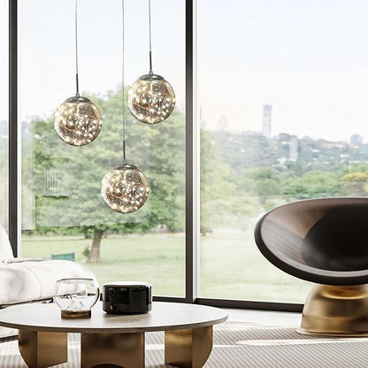 Pendant Lights Modern Crystal Chandeliers Hanging Light Fixture for Kitchen Island Sphere Pendant Light,Adjustable Chandelier for Dining Room,Foyer,Living Room Entryway