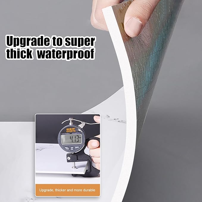 Thick 10pcs Marble Peel and Stick Backsplash Surface Waterproof Wall Panels,Self-Adhesive Marble PVC Foam Wall Panels for Kitchen, Bathroom - 11.8"x11.8" Kitchen Tile(Not Real Tiles,Blue)