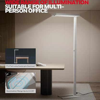 Honeywell LED Floor Lamp Modern - 02E Sunturalux Eye Caring Standing Light, 6000LM 60W 4000K Natural Daylight Dimmable Reading Tall Lampara for Home Office Living Room Bedroom