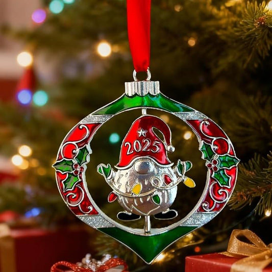 Christmas Ornaments 2025 Keepsake Xmas Tree Decorations with Gift Box Rotation Pendant DIY Hanging Craft Collectibles for Indoor Home Party (Gnome)