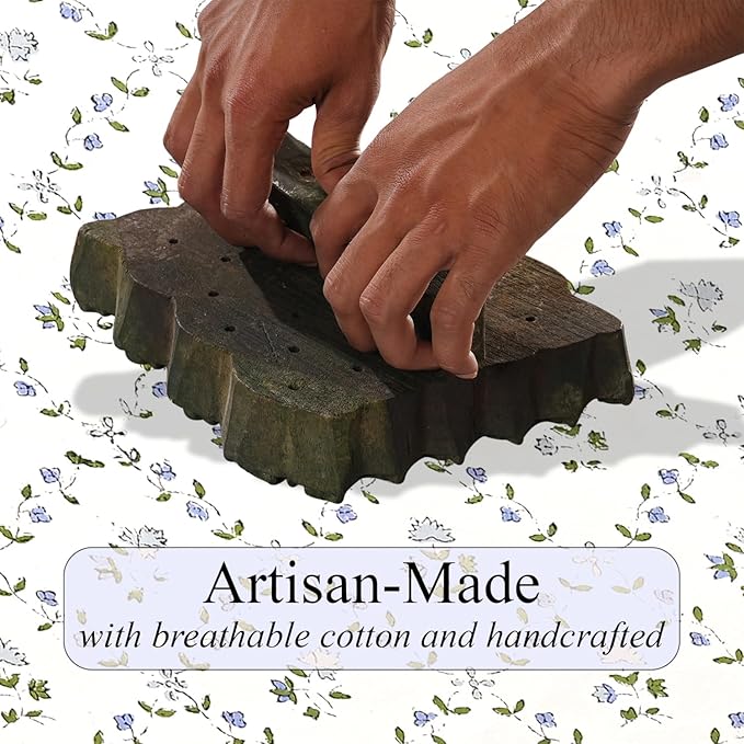 Ridhi Powder Blue Hand Block Print Waffle Kitchen Towel Set of 3-16 x28 Ultra Absorbent Quick Dry 100% Cotton Dish Towels Lightweight Reusable Sustainable Tea Towels for Cleaning and Drying