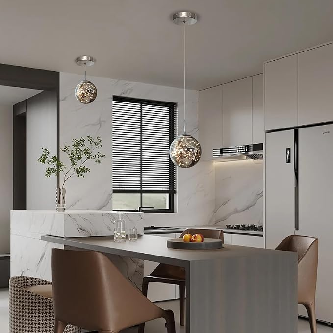 Modern Pendant Light Fixtures for Kitchen Island Sphere Pendant Light Small Hanging Crystal Chandelier for Bedroom Entryway Living Room Foyer Hallway LED Chandeliers for Dining Room