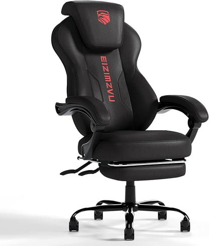 Ergonomic Office Chair with Adjustable Headrest and Footrest, High Back Desk Chair with Linkage Armrests, Reclining Swivel Chair for Home Office, Executive Office Chair (Red)
