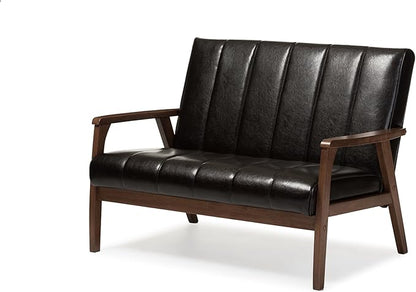 Baxton Studio Nikko 2 Seater Sofa, Dark Brown