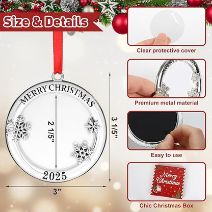 COCHIE 2025 Merry Christmas Photo Frame Ornament for Tree Stocking Hanging Decorations, Personalized Xmas Gifts, Picture Frame Christmas Keepsake (Xmas Ball)