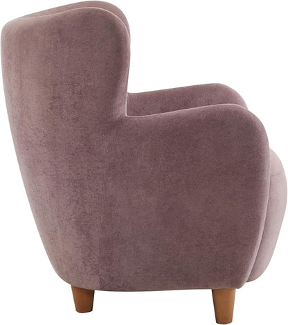 Christopher Knight Home Auden Wingback Accent Chair, Fabric Club Chair, Velvet Upholstered Armchair,Curved Backrest Single Sofa,Soft Cushion Seating, Reading Lounge Chair for Living Room, Dusty Orchid