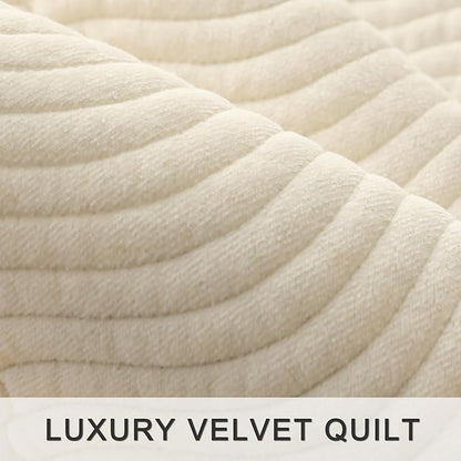 Cotton Striped Quilt Set King 3 Piece Lightweight Reversible Bedding, Stripe Grey White