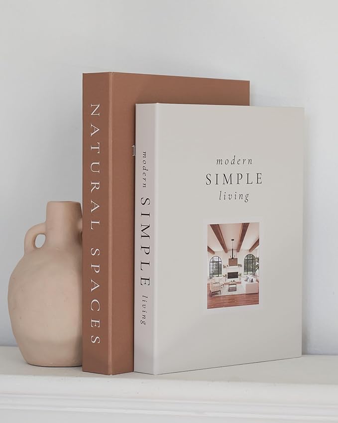 Beautiful Decorative Books - Set of 2 Boxes Enhance Your Table, Bookshelf or Mantel Shelf Decor - Aesthetic Fake/Faux Books for Modern Home Decoration, Photo Storage and as a Keepsake Box