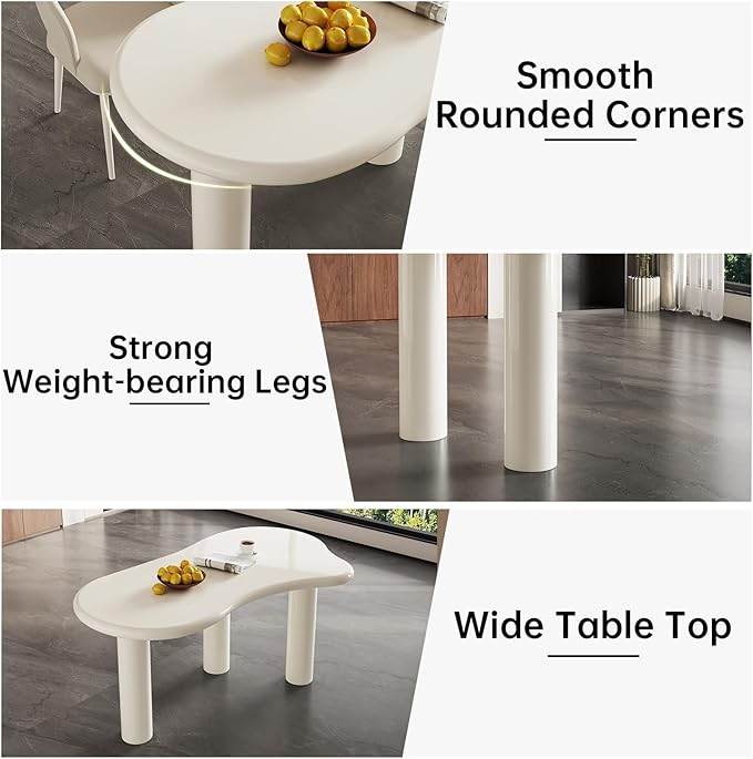 62.2" Dining Table Set for 6, Dining Table with 6 Chairs,Modern Cream Style Dining Table Set for Kitchen, Dining Room