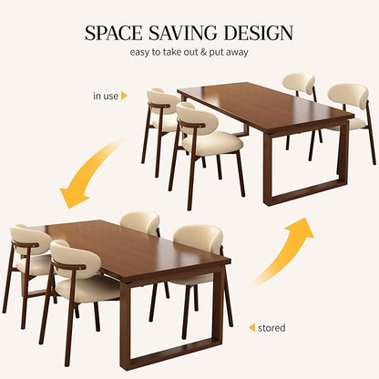 Kitchen Dining Chairs Set of 4 Modern Upholstered Dining Room Chair with Metal Legs, Walnut/Beige