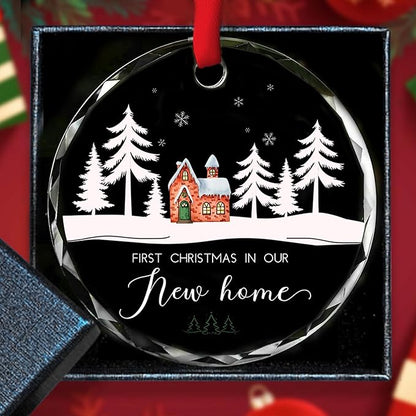 Our First Christmas in Our New House 2025 Christmas Glass Ornament 2025 - Ornament Glass Hanging Decoration for Holiday Travel, Welcome Gift for Her, Couples, or New Owners/A04