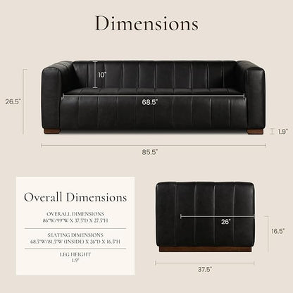 POLY & BARK Canale 86" Sofa in Onyx Black
