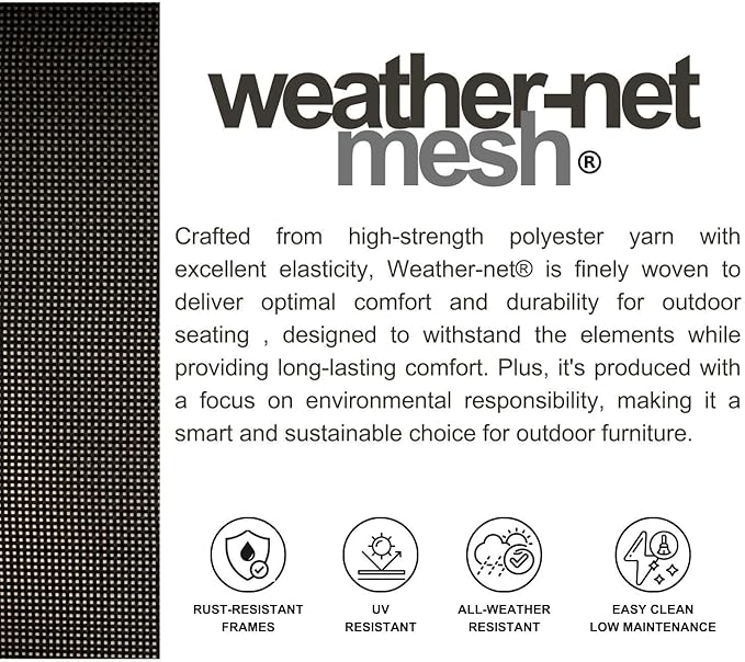 Amazonia Bahamas | Black and Quick dry Sling Chairs | Teak Finish | Durable and Ideal for Indoors and Outdoor Chairs  (Set of 4), Round 5-Piece