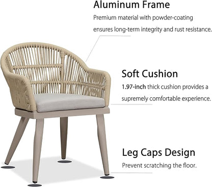 PURPLE LEAF 11 Pieces Patio Dining Set with Outdoor Aluminium Dining Table and Woven Rattan Chairs Modern Metal Furniture Cushions Sets for Garden Yard Indoor Decor Kitchen Champagne