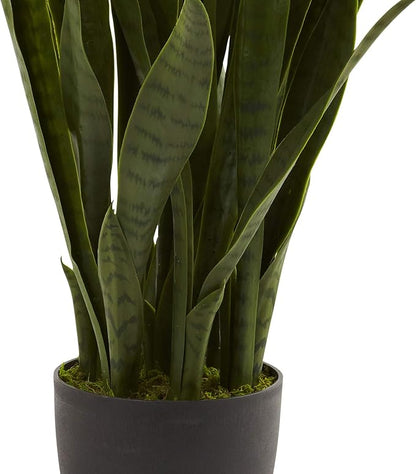 Nearly Natural, Green 4855 35in. Sansevieria with Black Planter