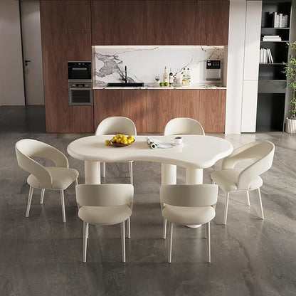 62.2" Dining Table Set for 6, Dining Table with 6 Chairs,Modern Cream Style Dining Table Set for Kitchen, Dining Room