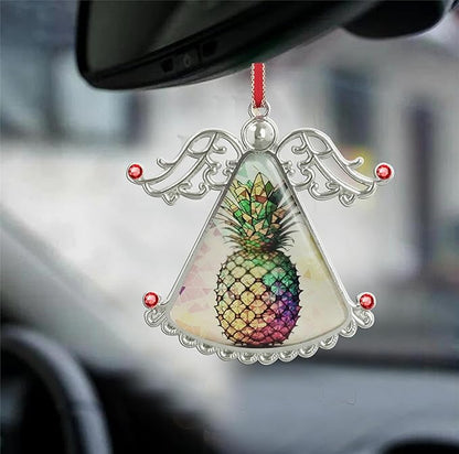 XUTAI Angel Christmas Tree Ornament Pineapple Flowers Glass Hanging Angel Pendant for Holiday Decoration