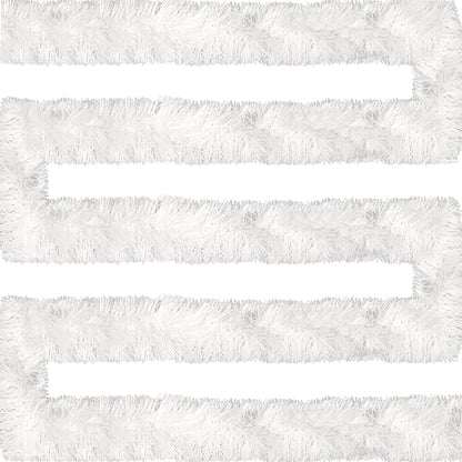 Jishi 50 FT Christmas Garland White Tinsel Garland Christmas Tree Decorations - Non-Lit Xmas Holiday Decor Outdoor Indoor Home Garden Outside Wedding Party Artificial Thick White Decorative Garland