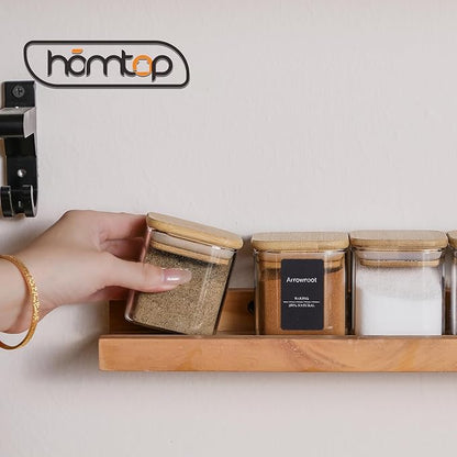 24Pcs 4oz Spice Jars with 275 Labels, Small Seasoning Glass Container Empty Organizer with Bamboo Lid Set for Pepper, Salt, Sugar