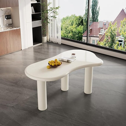 62.2" Dining Table for 4/6, Modern Cream Style Dining Table for Kitchen, Dining Room, Easy Assembly