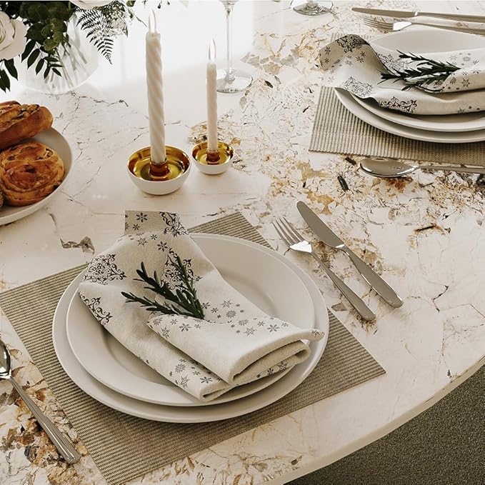 POVISON Round Dining Table for 6, Modern Marble Dining Room Table 59" Pandora Sintered Stone Kitchen Table with Black Carbon Steel Pedestal (Table Only)