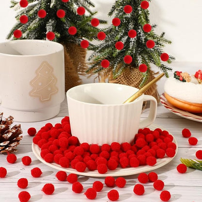 SEPGLITTER Christmas Pom Poms Balls, 1000 Pieces Light Red Pompoms Pom Poms for Crafts Making DIY Holiday Christmas Decorations Supplies (0.4 inch/1 cm )