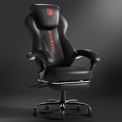 Ergonomic Office Chair with Adjustable Headrest and Footrest, High Back Desk Chair with Linkage Armrests, Reclining Swivel Chair for Home Office, Executive Office Chair (Red)