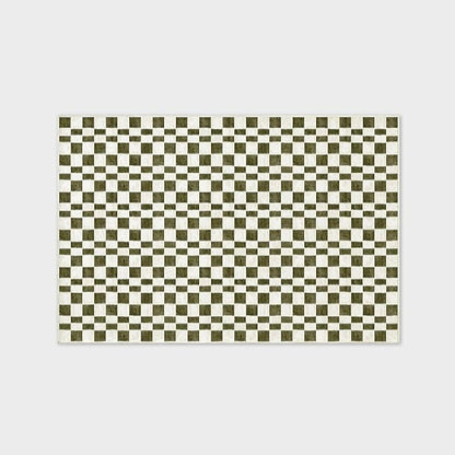 EVERGRACE Checkered Plaid Area Rug 6x9, Soft Fuzzy Faux Wool Rugs Washable Anti Slip Rugs Large Rug Carpet for Entryway Bedroom Living Room Hallway Kitchen Dining Room and Laundry Room, Olive Green