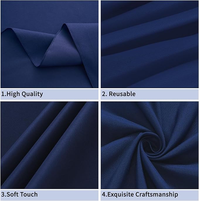 Navy Blue 6 Pack Round 60 Inch Tablecloth, Premium Polyester Table Cloth Washable Table Cover Stain and Wrinkle Resistant Decorative Table Cover for Party Wedding