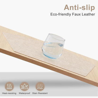 Homaxy Round Table Placemats Set of 6, Washable Wedge Shaped Faux Leather Table Mats, Wipeable Kitchen Dinner Place Mats for Indoor Outdoor, Beige