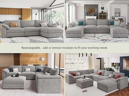 EASE MOOSE Oversized Sectional Modular Sofa,Modern Comfort L Shape Sectional Couch Wide Deep seat Couch for Living Room,Gray
