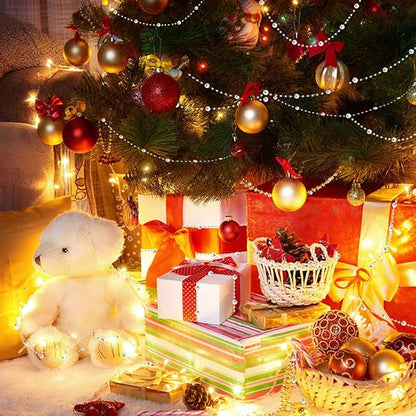 Christmas Tree Beads Garland Decoration,66 Feet Silvery Pearl Strands Chain for Christmas Tree Decor,Crafts and Holiday Décor