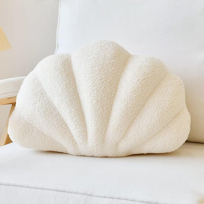 Beige Seashell Throw Pillows, Shell Shaped Throw Pillows, 13 Inch Soft Home Decorative Pillow Plush Cushion for Bed Couch Living Room Decor Accent Throw Pillow