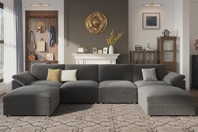 EASE MOOSE Modular Sectional Sofa,Oversized U Shape Sectional Couch with Ottoman,Wide Deep Modular Cloud Couch,Removable Cover