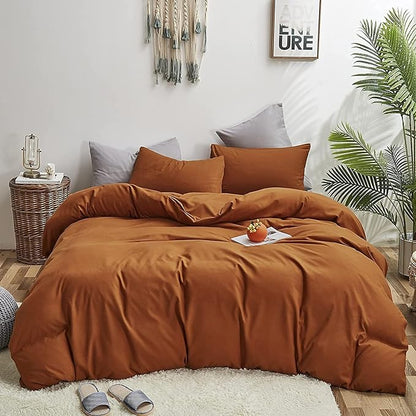 Pureant Pumpkin Comforter Set California King Burnt Orange Bedding Comforter Sets Cotton for Women Girls Solid Brown Terracotta Cal King Comforter Soft Rust Caramel Comforter Sets Dusty Pumpkin Quilts