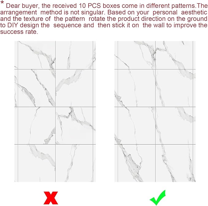 10pcs Marble Peel and Stick Backsplash Waterproof Washroom Wall Panels, Peel and Stick Tile, PVC Foam Wall Panels for Kitchen,Bathroom,Living Room,White and Grey(Not Real Tile,11.8" x 11.8")