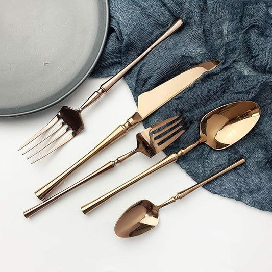 JASHII 20-piece 18/10 Stainless Steel Rose Gold Flatware/Cutlery/ Set Service for 4 Person, Include Knife/Fork/Spoon, Mirror Polished (Rose)