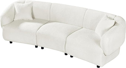 Merax 98.5" Modern 3 Seater Curved Sofa, Luxury Boucle Fabric Sofa, Minimalist Cozy Cloud Couch for Living Room, Bedroom, Apartment, Home Office, Beige