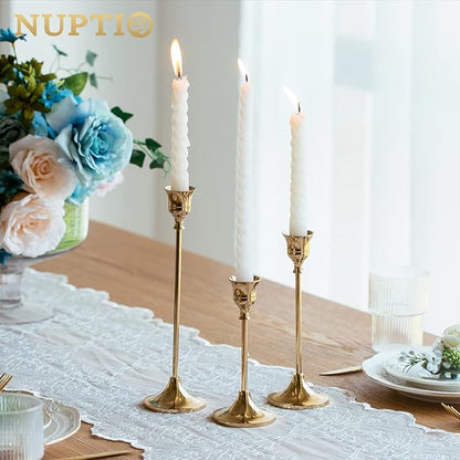 Nuptio Candlestick Candle Holders 30 Pcs Candle Stick Holder Gold Taper Candle Holder Candle Stand for Wedding Party Thanksgiving Halloween Birthday Mantel Baby Shower Table Centerpieces Decor