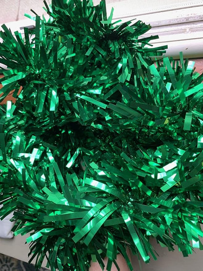 TCDesignerProducts Green Metallic Twist Garland - 4" x 25' roll, Parade Float Decorations for Trailer Or Golf Cart, Metallic Tinsel Garland, Christmas Garland Décor for Home and Party