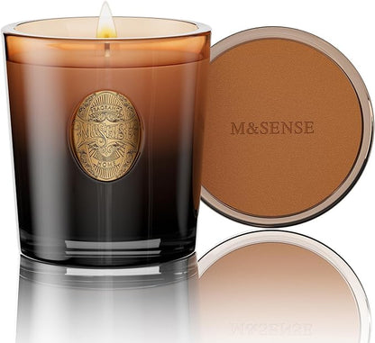 M&SENSE Natural Soy Candle | Mahogany Sandalwood & Black Brown | 9.2 oz, 50H Burn Time | Luxury Scented Candle for Relaxation, Gifting, Home Décor | Ideal for Bedroom, Office, Party Ambiance