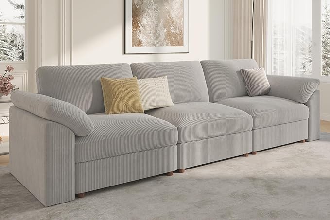 EASE MOOSE Sectional Modular Sofa, Comfty 3 Seat Cloud Couch, FSC Certified Modern Deep Seat Sectional for Living Room