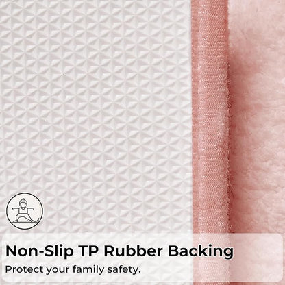GRANNY SAYS Toilet Rugs U Shaped Washable Non Slip, Toilet Mats for Bathroom Soft Plush Shaggy Absorbent, Microfiber Bath Mats for Bathroom Toilets Cute Decor, 20" x 24", Pink
