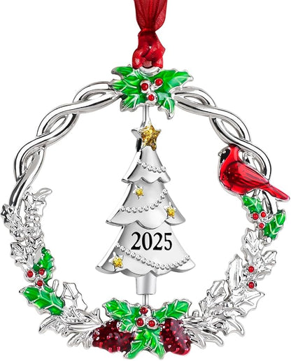 Christmas Tree Ornament Metal Silver Hanging Rotatable Design Charm Holiday Decorative Pendant Gift Keepsake (2025)