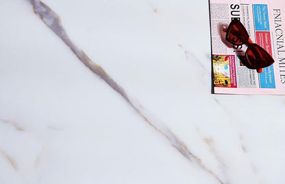 AGV LIGHTING Tadio Glass Coffee Table, Mid-Century Modern Coffee Table for Living Room, Chrome Finish Leg, Coffee Brown Glass Top & Faux Marble Wood Shelf, 41 in